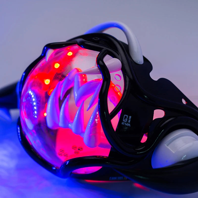 Tech Wear Accessories - Cyberpunk-Style LED Mech Mask Anime Demon