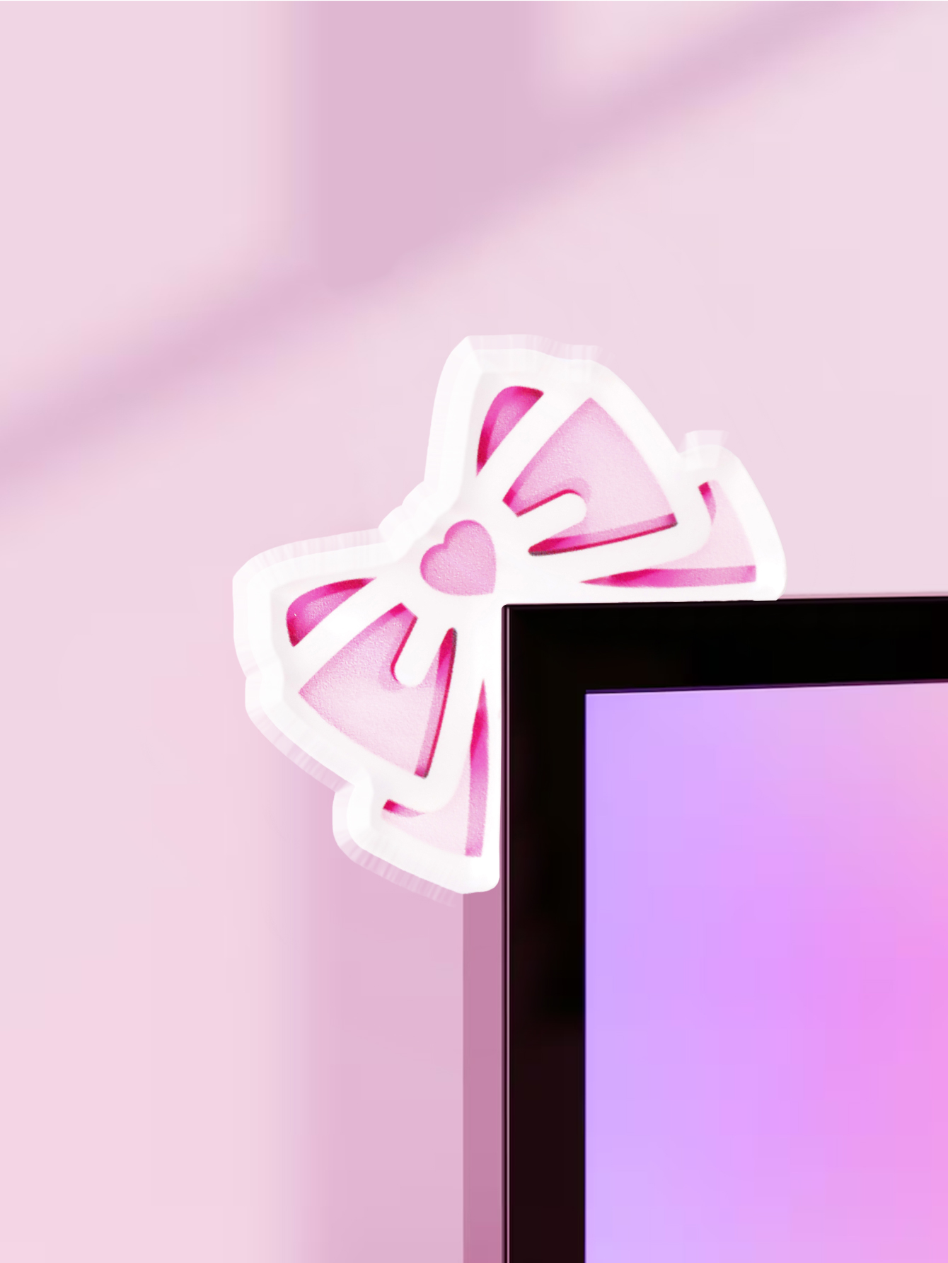 Tech Accessories For Desk - Kawaii Bow Monitor Decor Pink Acrylic